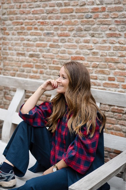 Maya Blouse red navy